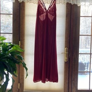 Elegant Burgundy Lace Nightgown
